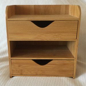 Vintage Bamboo Desk Valet Drawers Letter Holder